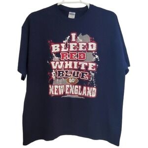 Go New England Tee Shirt Navy Blue Men's Size 2XL "I Bleed Red White Blue"